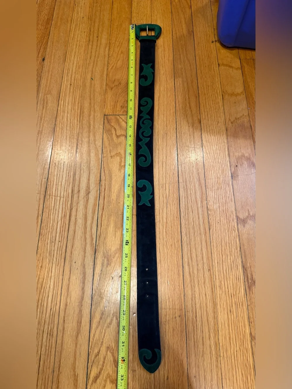 Vintage Escada Suede Black Green Belt Women’s Size S Made In Italy
